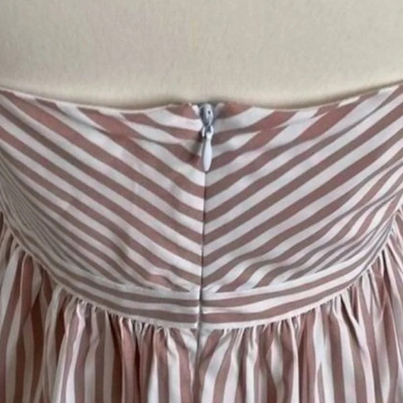 Avec Les Filles Striped Fit & Flare Beige Pink Sundress Midi Size 6 Small NWT - Picture 4 of 8